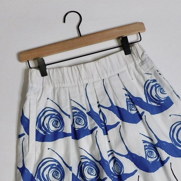 Anthropologie MAEVE Swirled Snail Skirt Pleated Pockets Whimsical Snails X-Small - Picture 4 of 16